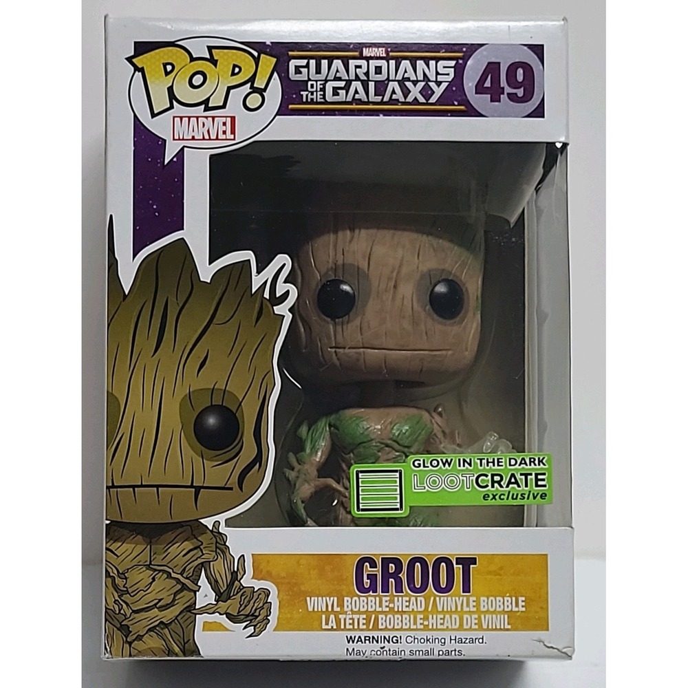 Funko Pop! Vinyl: Marvel - Groot (Glow) - Loot Crate (Exclusive) #49 *Read* Toy